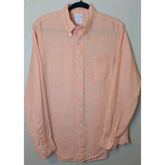 Brooks Brothers Mens Shirt Sz M Regent %100 Irish Linen Button Down Solid $148 - Picture 2 of 16